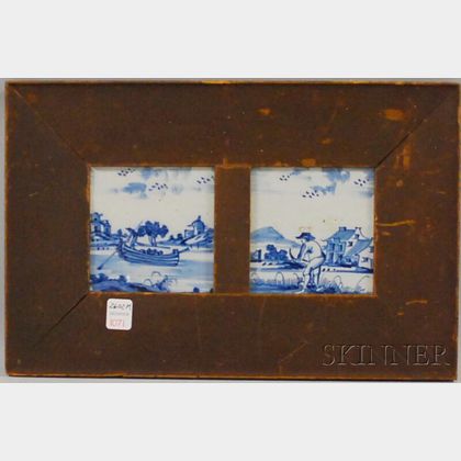 Two Delft Cobalt-decorated Pottery Tiles
