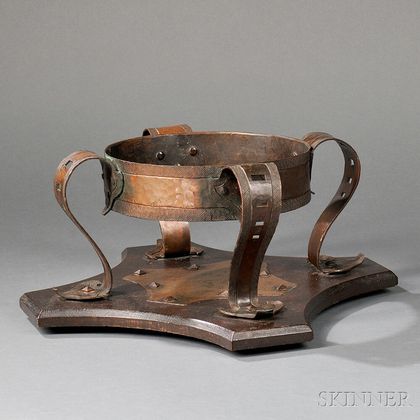 Onondaga Metal Shops Copper and Oak Chafing Stand