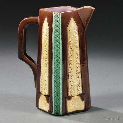 American Majolica Pitcher Commemorating the Installation of Cleopatra's Needle in Central Park