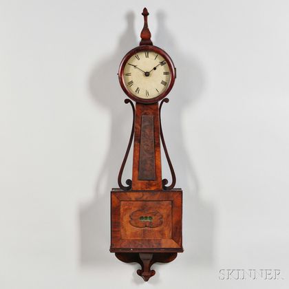 Mahogany Paneled Timepiece or "Banjo" Clock