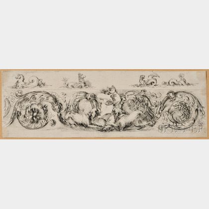 Stefano Della Bella (Italian, 1610-1664) Frieze with a Child and Two Dogs