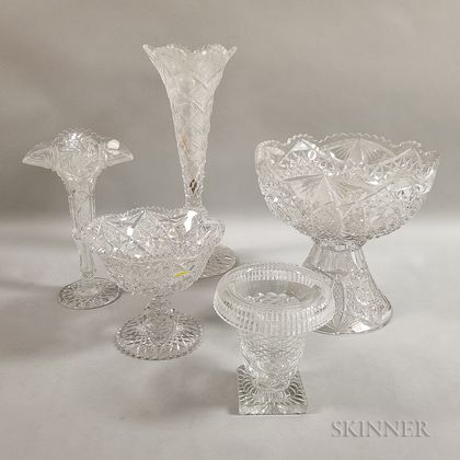Five Pieces of Colorless Cut Glass