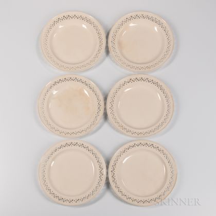 Six Staffordshire Reticulated Creamware Plates