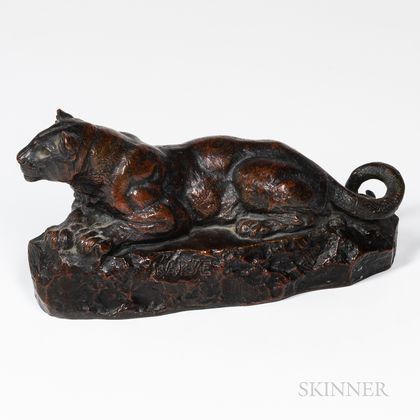 After Antoine Louis Barye (French, 1795-1875),Bronze Model of a Tiger