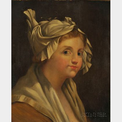 Manner of Jean Baptiste Greuze (French, 1725-1805) Girl with a White Cap.