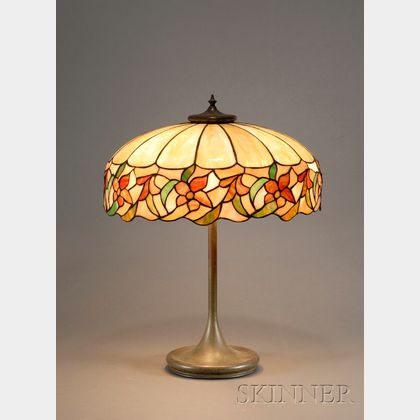 American Slag Glass and Cast-iron Table Lamp