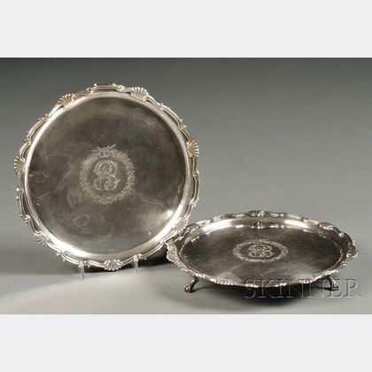 Pair of Federal Coin Silver Waiters