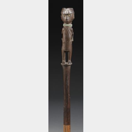 East African Carved Wood Cane