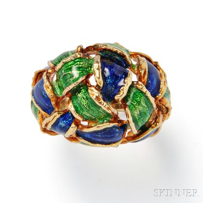 18kt Gold and Enamel Dome Ring, Tiffany & Co.