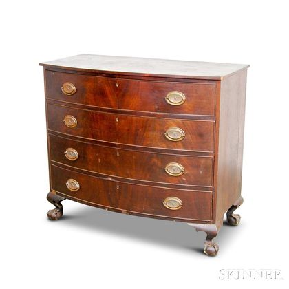 Transitional Federal Mahogany Bow-front Chest of Drawers