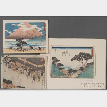 Utagawa Hiroshige (1797-1868),Three Woodblock Prints