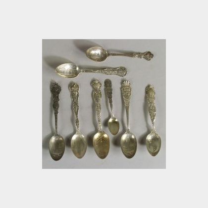 Group of Thirty-two Sterling Exposition and World&#39;s Fair Souvenir Spoons