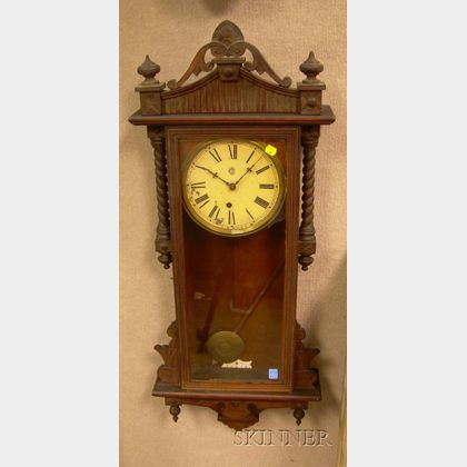 Oak-cased Waterbury Wall Clock