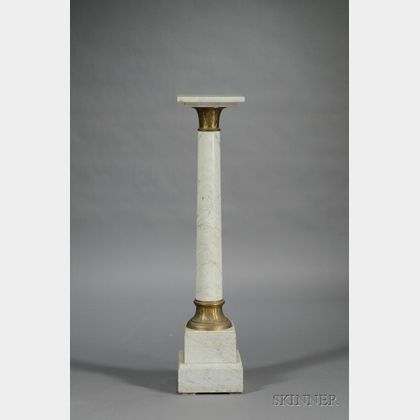 Continental Bronze-mounted Gray and White Marble Pedestal