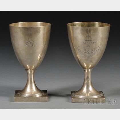 Near Pair of George III Silver Goblets