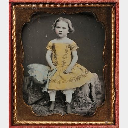 American School, 19th Century Hand-tinted Sixth-plate Daguerreotype of a Young Girl