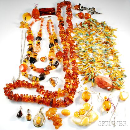 Group of Amber and Amber-type Jewelry