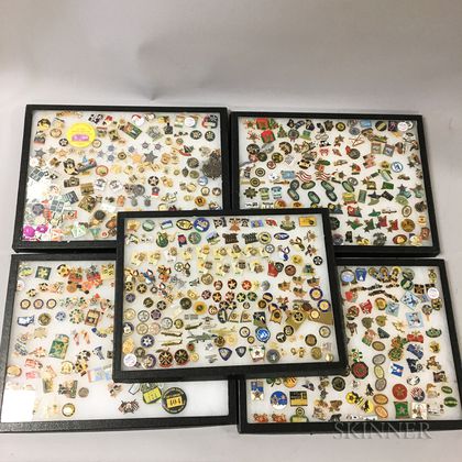 Five Framed Groups of Mostly State and Federal Law Enforcement Enameled Pins. Estimate $50-100