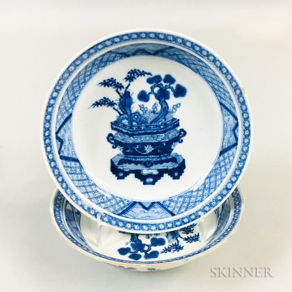 Pair of Blue and White Porcelain Saucers