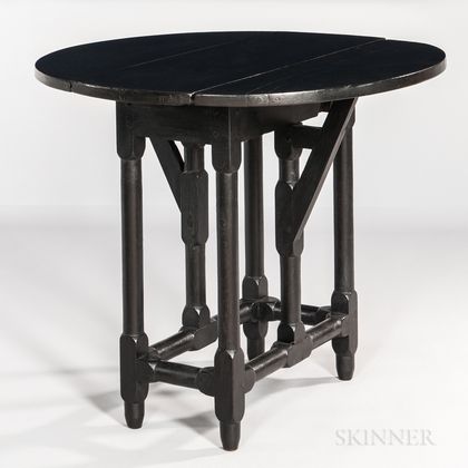 Small Black-painted "Crane-gate" Drop-leaf Table