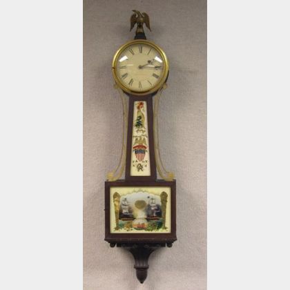 E. Howard & Co. Federal-style Mahogany and Reverse-Painted Patriotic Naval Banjo Wall Timepiece