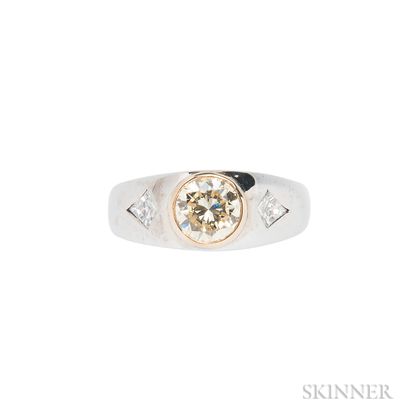 14kt White Gold and Colored Diamond Ring
