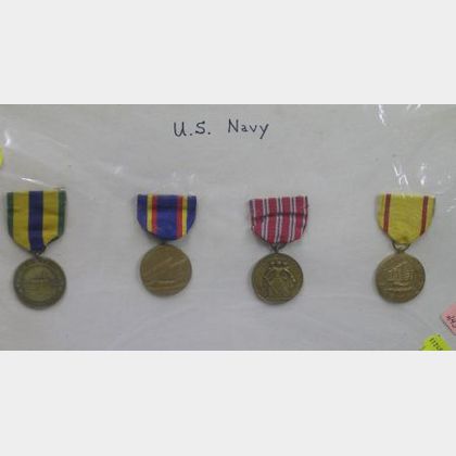 Four US Navy Service and Campaign Medals