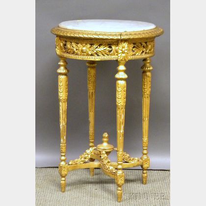 Louis XVI Marble-top Carved Giltwood Stand