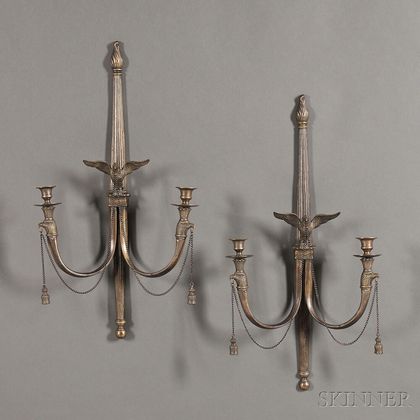 Pair of Napoleonic Two-light Bronze Wall Sconces