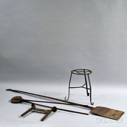 Four Wrought Iron Hearth Implements