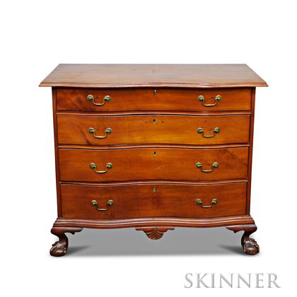 Chippendale Cherry Oxbow Serpentine Chest of Drawers