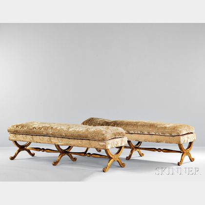 Pair of Louis Philippe-style Giltwood Benches