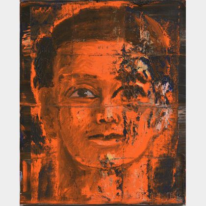 Aaron Fink (American, b. 1955) Portrait of a Man in Orange