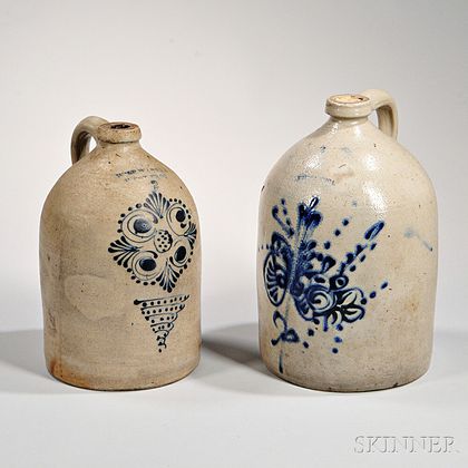 Two Cobalt-decorated Stoneware Jugs