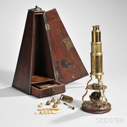 Lacquered Brass Culpeper-type Microscope