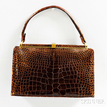 Lucille de Paris Vintage Brown Alligator Handbag