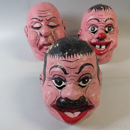 Set of Three Papier-mache Carnival Masks