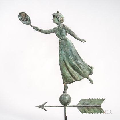 Molded Copper Tennis Player Weathervane