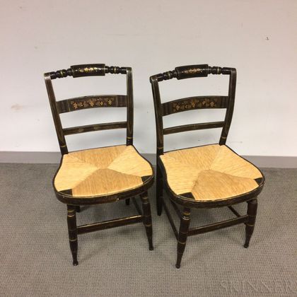Pair of Paint-decorated and Stenciled Fancy Chairs