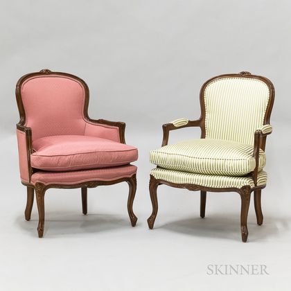 Two French Provincial-style Upholstered Chairs