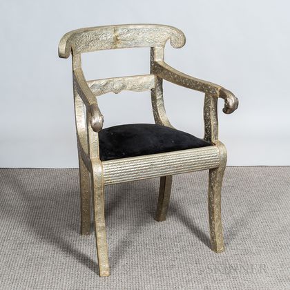 Grecian-style Metal-clad Armchair