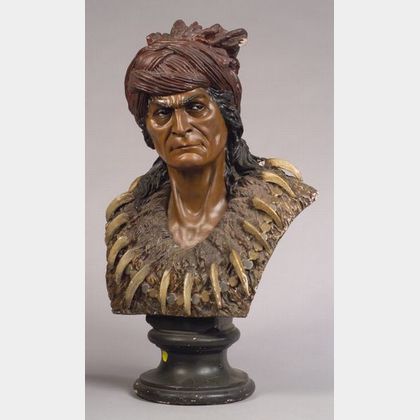 Polychrome Painted Terra-cotta Bust of Geronimo