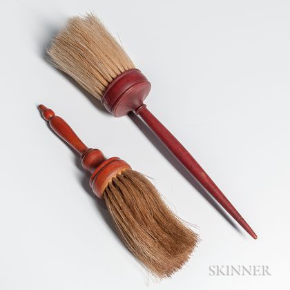 Two Red-painted Shaker Brushes