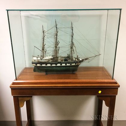 Cased, Carved, and Painted Ship Model James Arnold on Stand