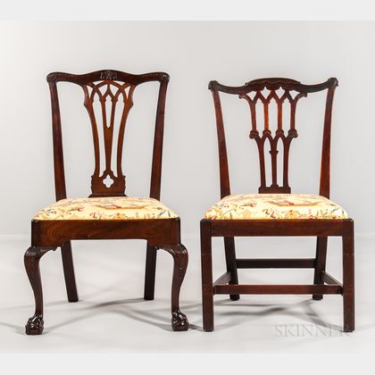 Two Chippendale Side Chairs with Gothic Splats