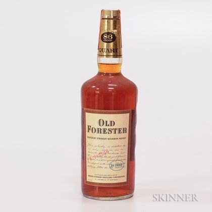 Old Forester 4 Years Old, 1 quart bottle 