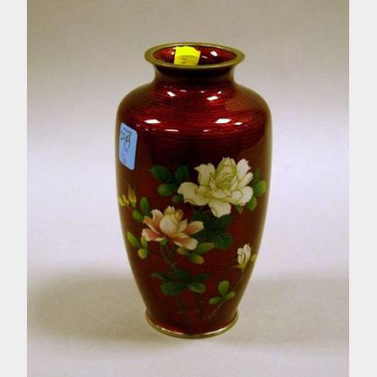 Japanese Moriage Cloisonne Vase. 