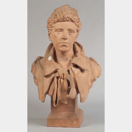 Victorian Terracotta Bust of a Young Poet
