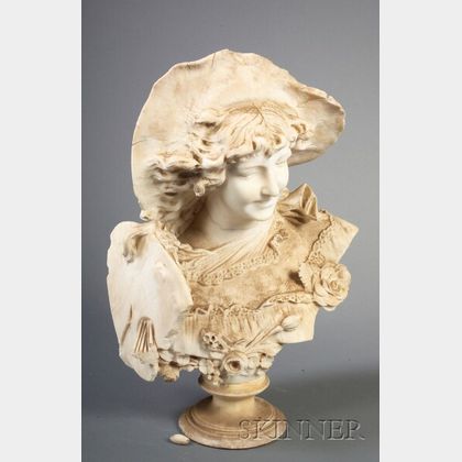 Italian Alabaster Bust Bust of a Lady Artist