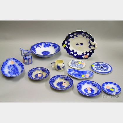 Ten Pieces of Staffordshire Blue and White Transfer Tableware